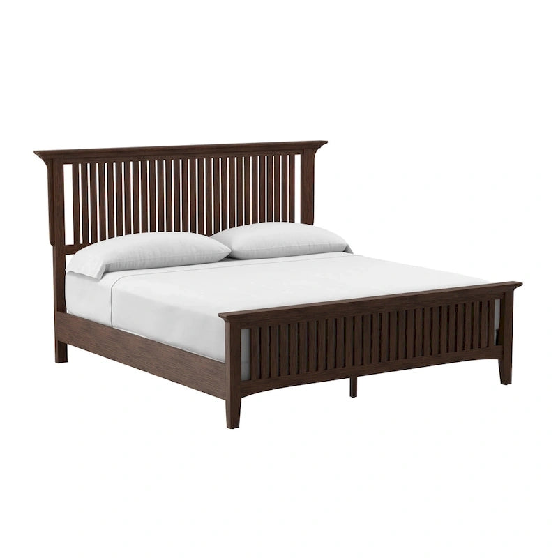 Modern Mission Vintage Oak Finish Wood Bed