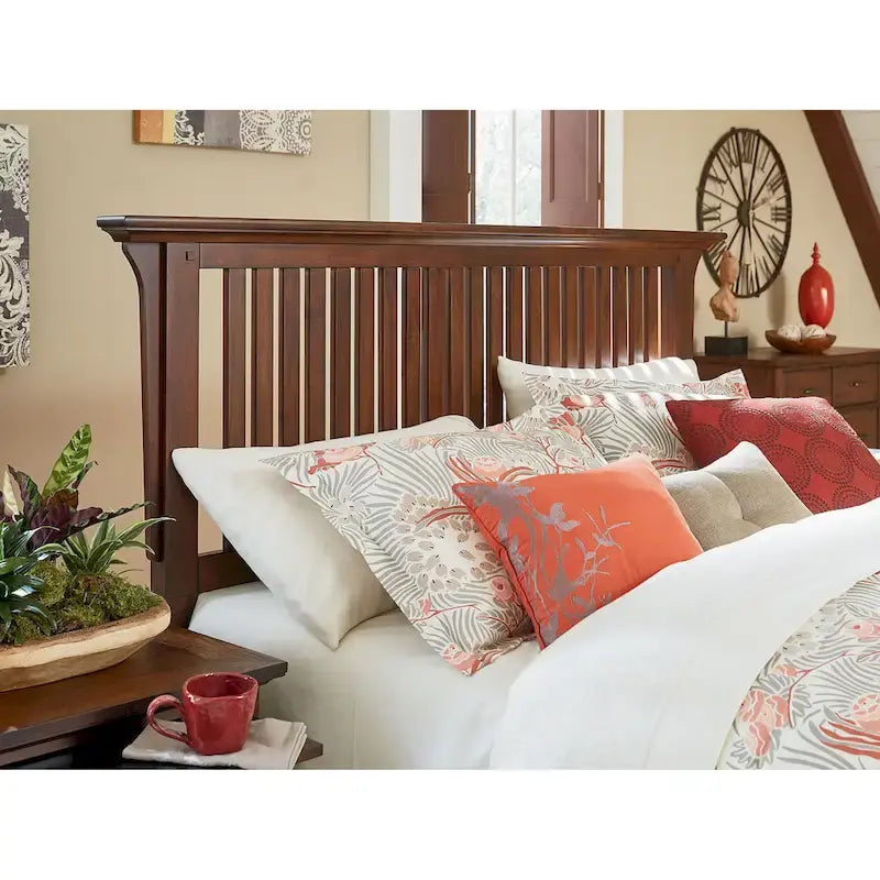 Modern Mission Vintage Oak Finish Wood Bed
