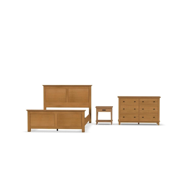 Oak Park Brown Wood 3-Piece Queen Bed, Nightstand and Dresser Set by Homestyles