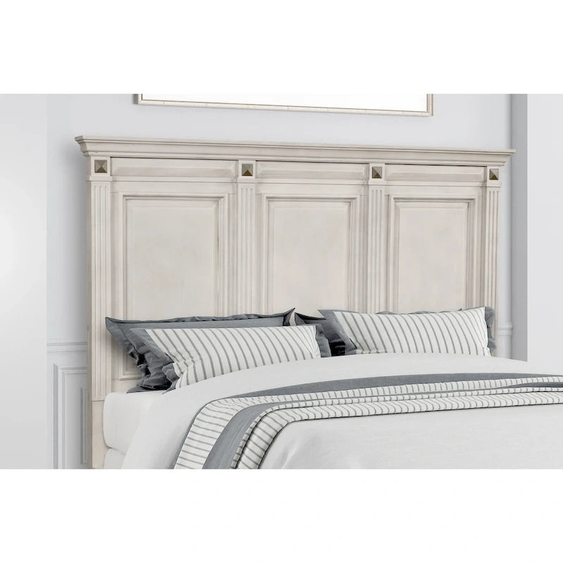 Roundhill Furniture Renova Distressed Parchment Wood Bedroom Set
