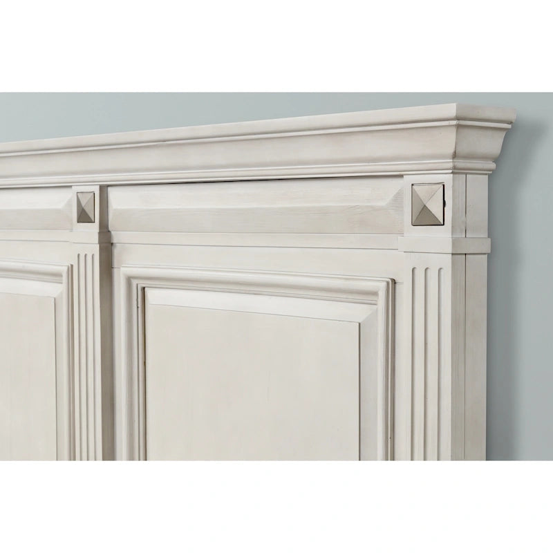 Roundhill Furniture Renova Distressed Parchment Wood Bedroom Set