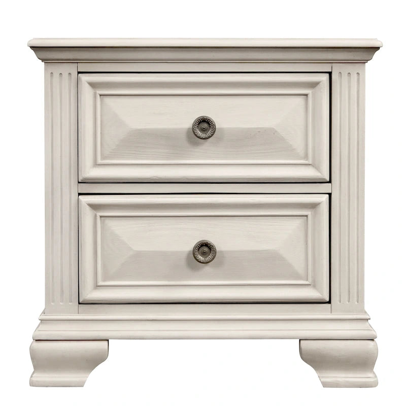 Roundhill Furniture Renova Distressed Parchment Wood Bedroom Set