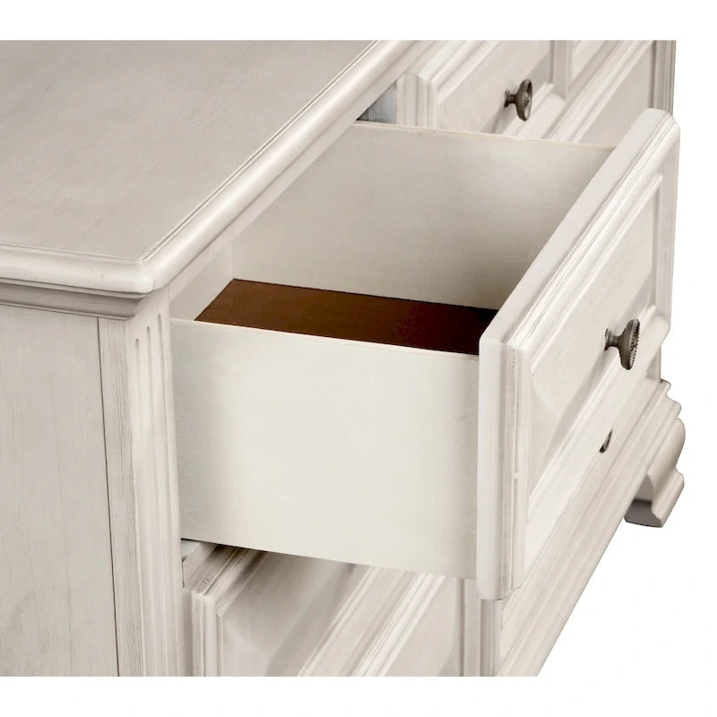 Roundhill Furniture Renova Distressed Parchment Wood Bedroom Set