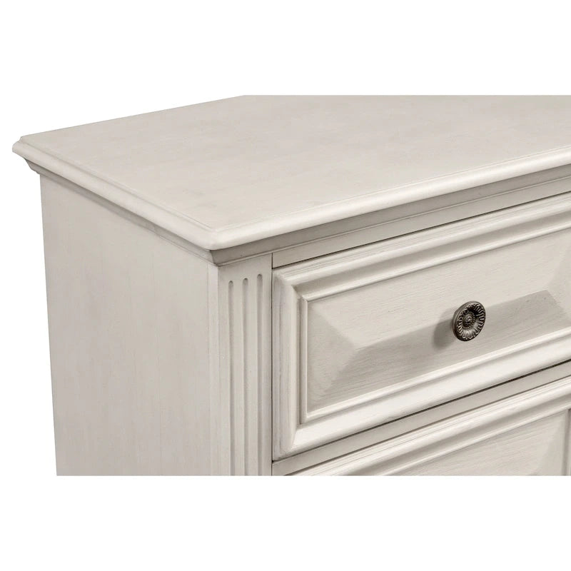 Roundhill Furniture Renova Distressed Parchment Wood Bedroom Set