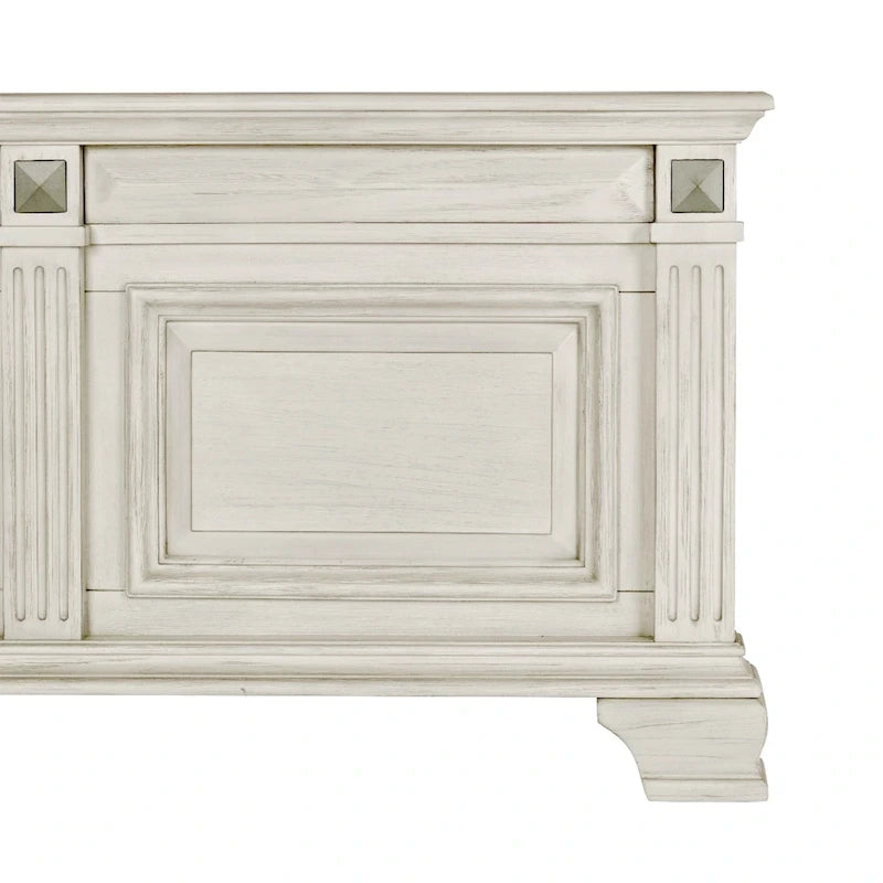 Roundhill Furniture Renova Distressed Parchment Wood Bedroom Set