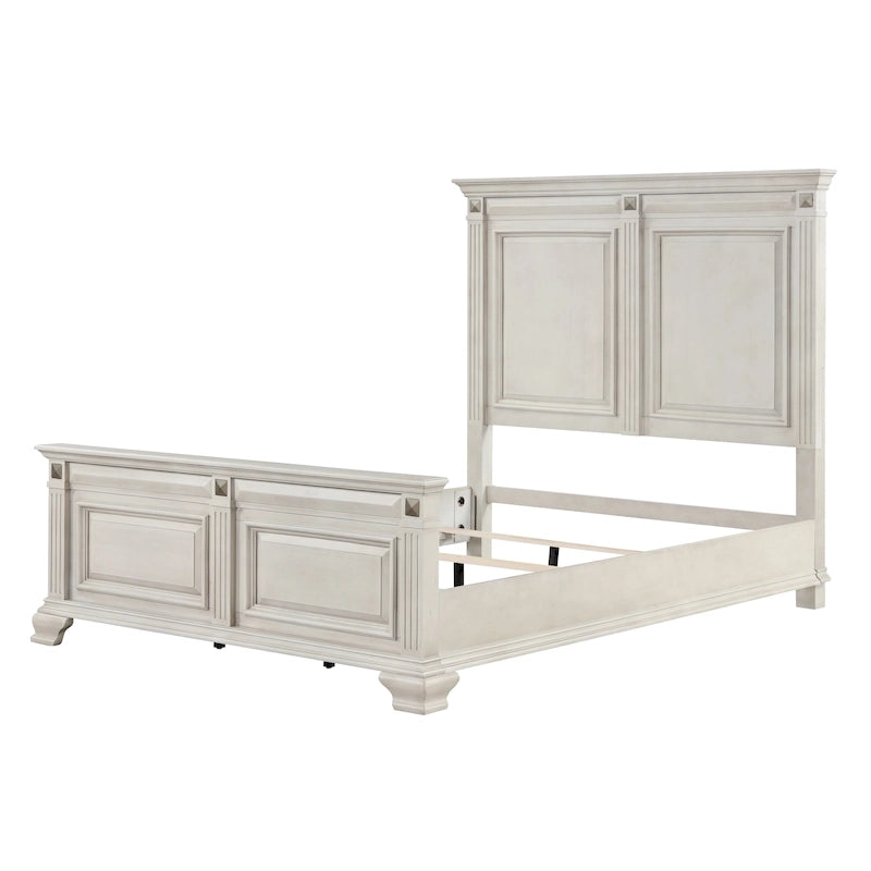 Roundhill Furniture Renova Distressed Parchment Wood Bedroom Set