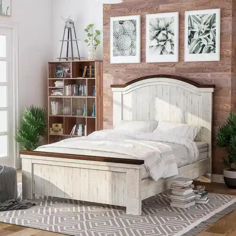 Ynez Farmhouse White Pine 4-Piece Panel Bedroom Set with USB Port by Furniture of America