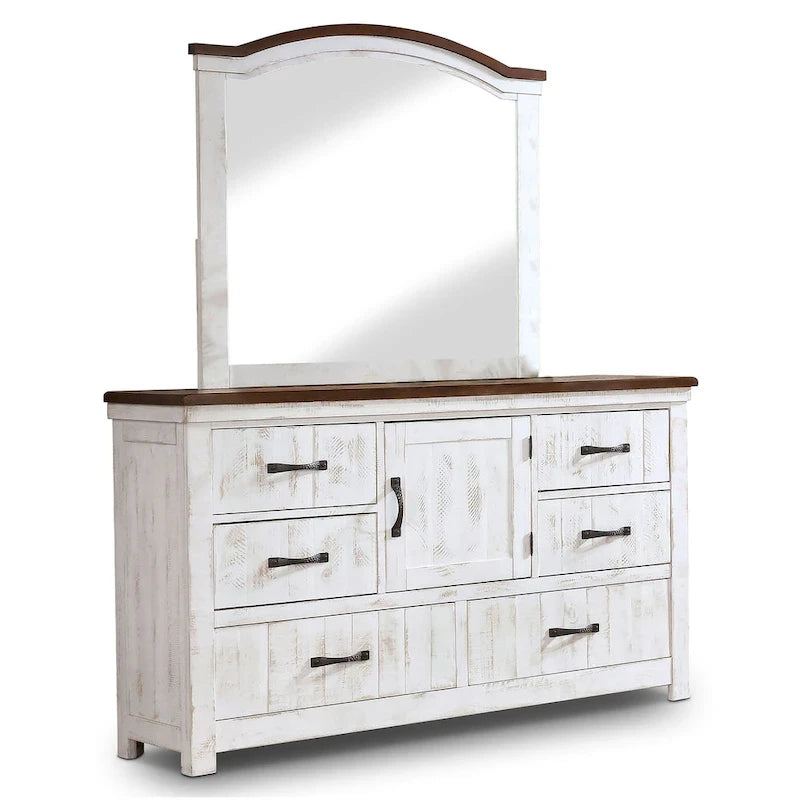 Ynez Farmhouse White Pine 4-Piece Panel Bedroom Set with USB Port by Furniture of America
