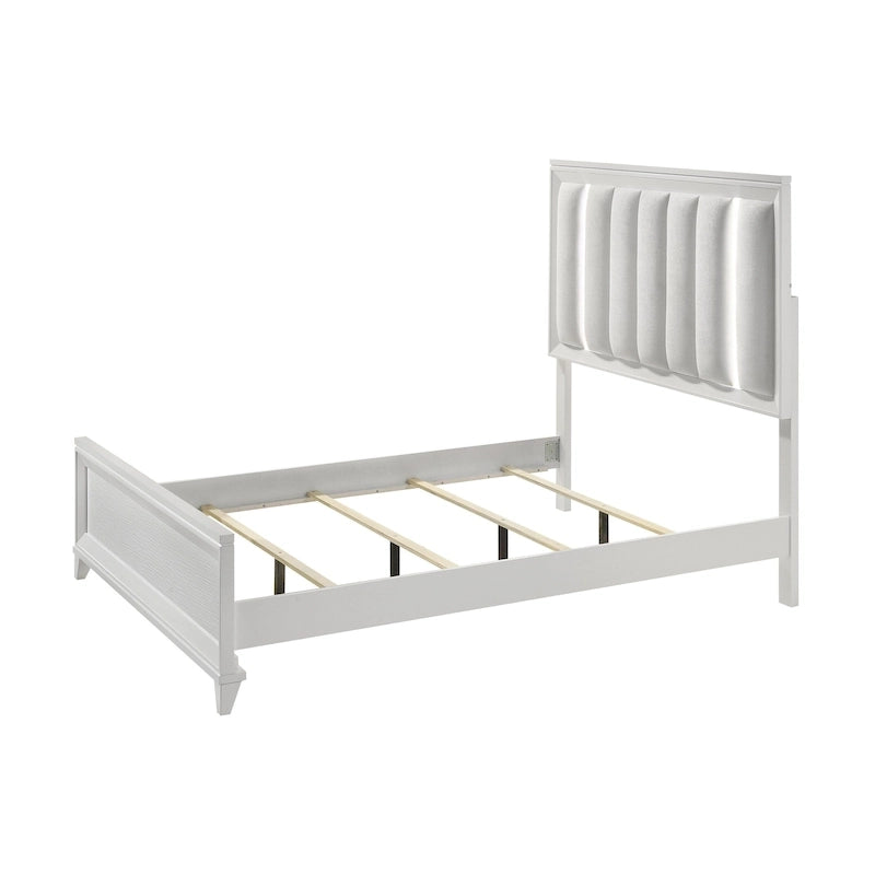 Denissa 6 Piece White Upholstered LED Panel Bedroom Set