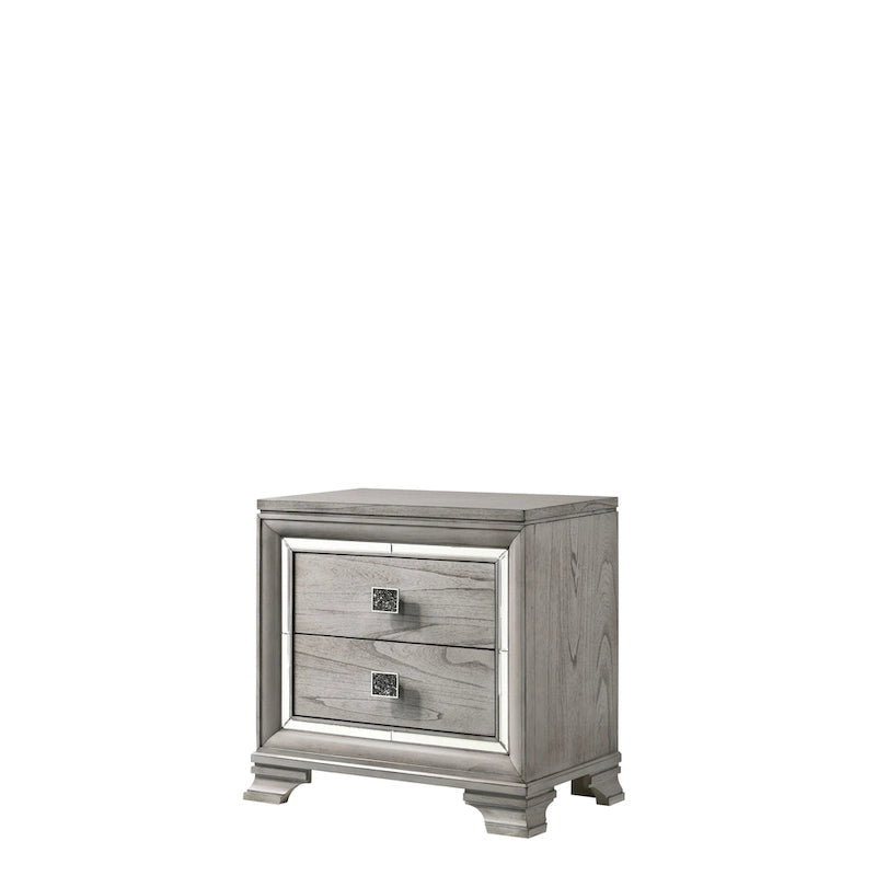 Evonne 6 Piece Gray LED Upholstered Panel Bedroom Set