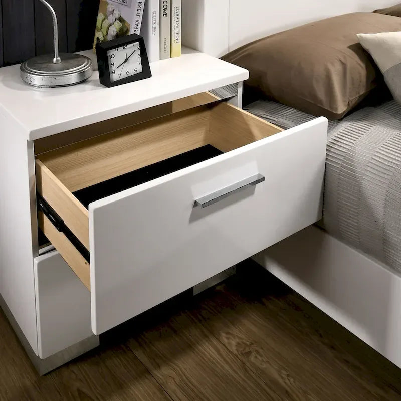 Champs Contemporary Queen Solid Wood Storage 3-Piece Panel Bed with USB Port Set by Furniture of America
