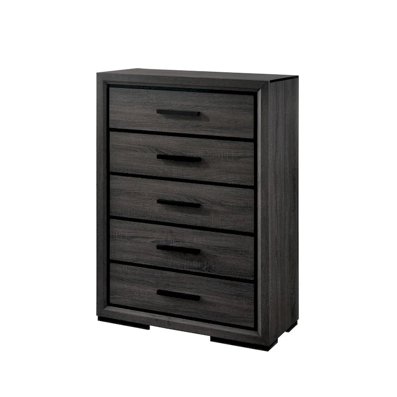 Rothwell Contemporary Grey Wood 3-Piece Panel Bedroom Set with Shelves by Furniture of America