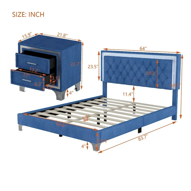 Upholstered Platform Bed (Look at the options before placing an order)