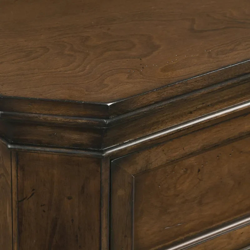 Roundhill Furniture Maderne 3-Piece Wood Bedroom Set, Panel Bed and Two Nightstands, Antique Walnut Finish