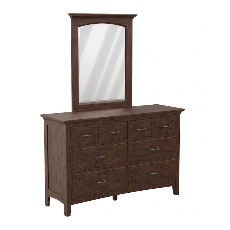 Modern Mission Queen Bedroom Set with 2 Nightstands and 1 Dresser with Mirror