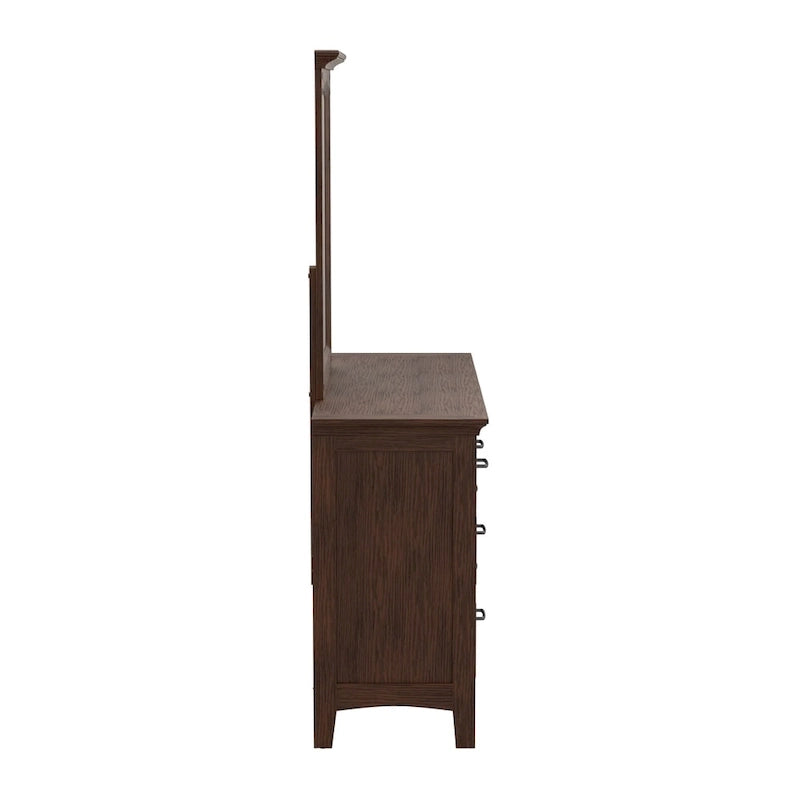 Modern Mission Queen Bedroom Set with 2 Nightstands and 1 Dresser with Mirror