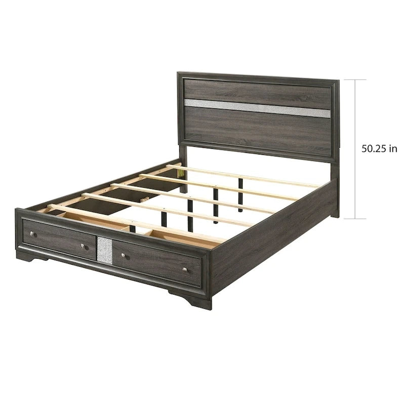 Bara Contemporary Grey Solid Wood 2-Piece Storage Platform Bedroom Set by Furniture of America