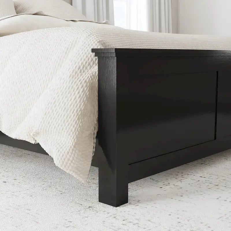 Oak Park 2 Piece Black Wood Queen Bed and Nightstand Set by Homestyles