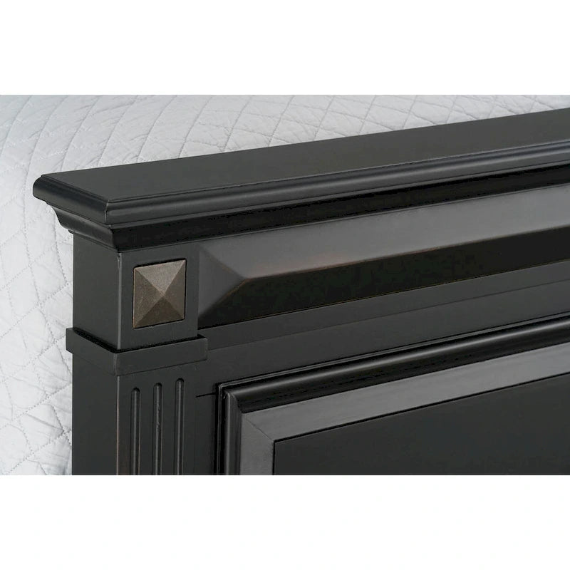 Roundhill Furniture Renova 4-piece Vintage Black Wood Panel Bedroom Set