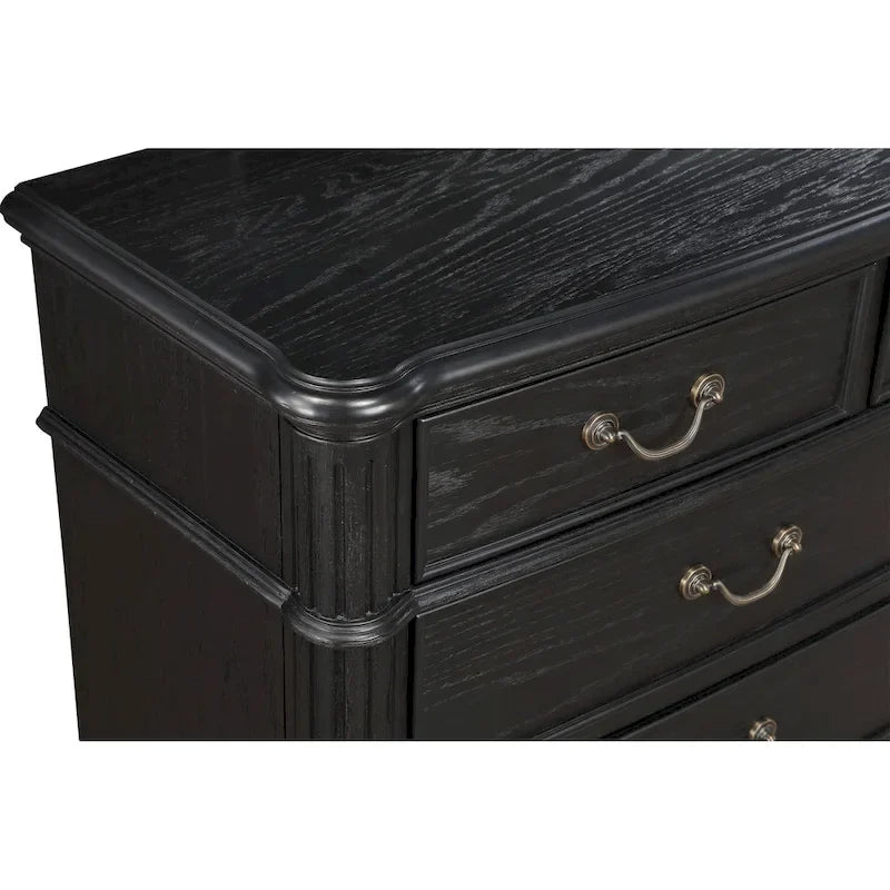 Aliana 3 Piece Black Modern Contemporary Solid Wood, Veneers Fabric Upholstered Bedroom Set