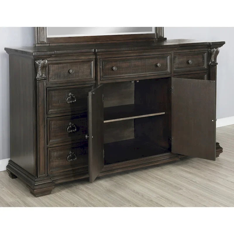 Roundhill Furniture Farson Distressed Dark Walnut Finish 4-piece Bedroom Set