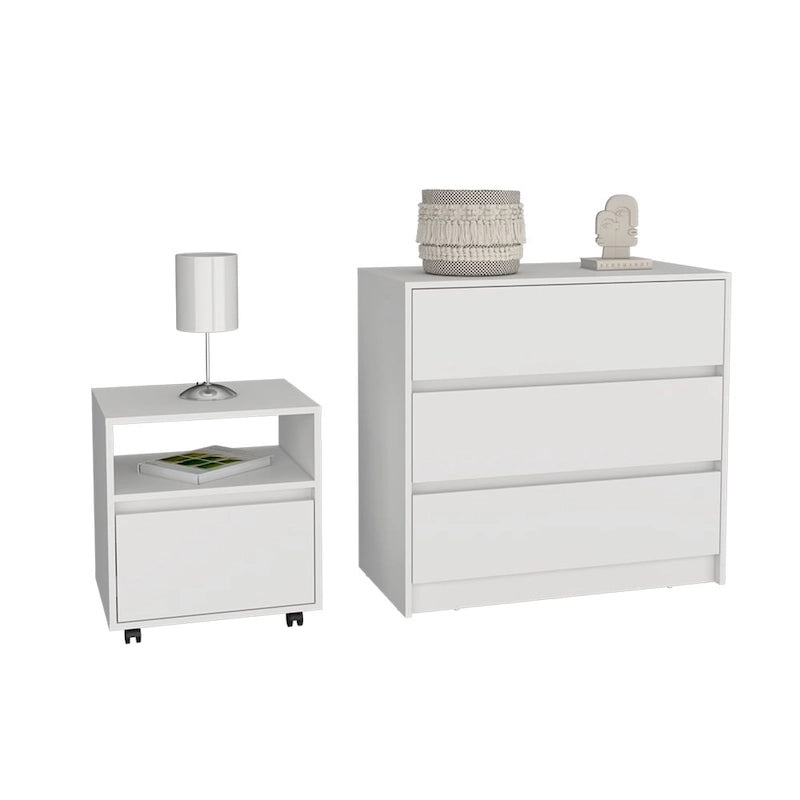 Milford 2 Piece Bedroom Set,Nightstand + Dresserfor Bathroom,Living Room,Bedroom