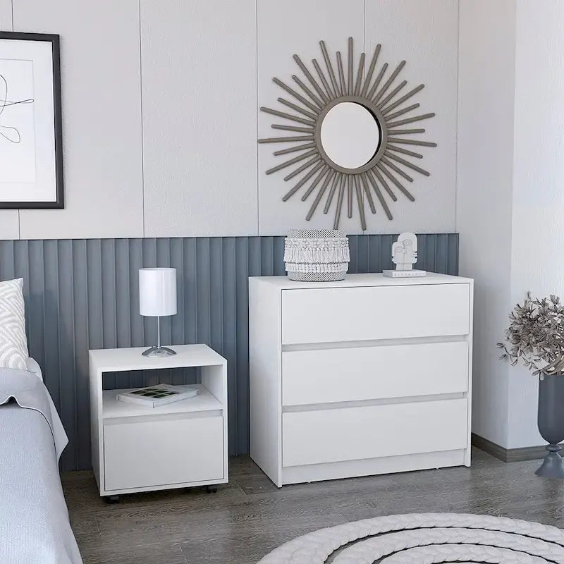Milford 2 Piece Bedroom Set,Nightstand + Dresserfor Bathroom,Living Room,Bedroom