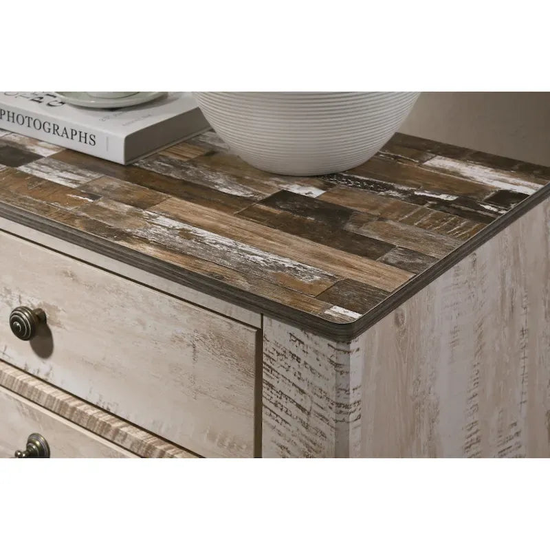 Roundhill Furniture Imerland Contemporary White Wash Finish 3-Piece Bedroom Set