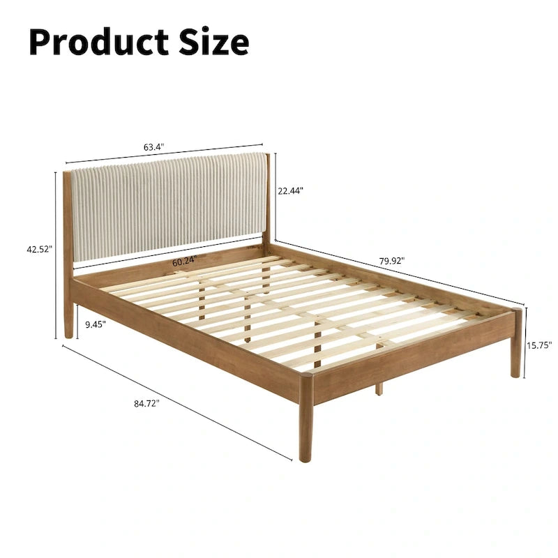 Roundhill Furniture Vichy 3-Piece Bedroom Set, Platform Bed with Two Nightstands, Queen