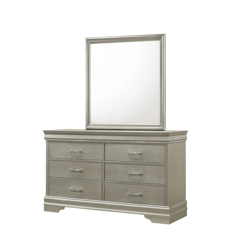 Sigurd 4 Piece Silver Faux Leather Upholstered Tufted Panel Bedroom Set
