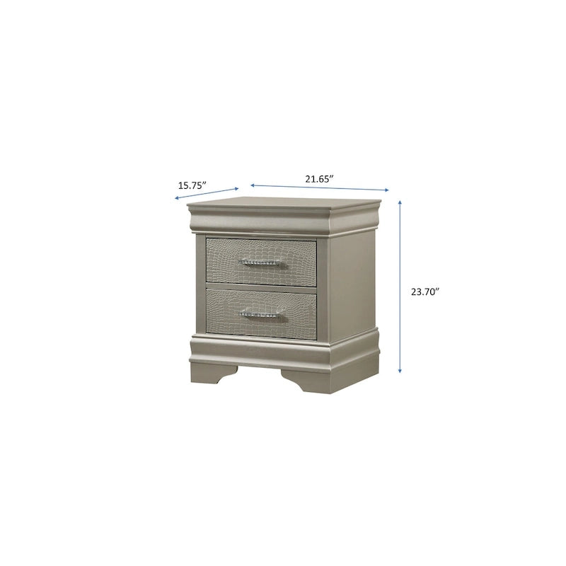Sigurd 4 Piece Silver Faux Leather Upholstered Tufted Panel Bedroom Set