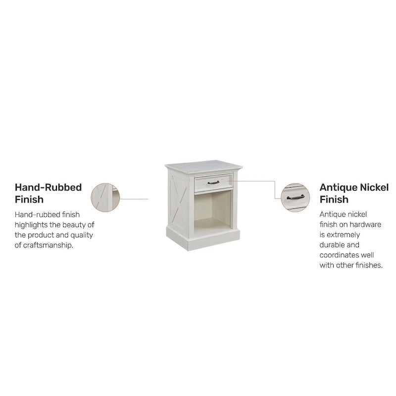 Seaside Lodge Off-White 2-Piece King Headboard and Nightstand Set by homestyles