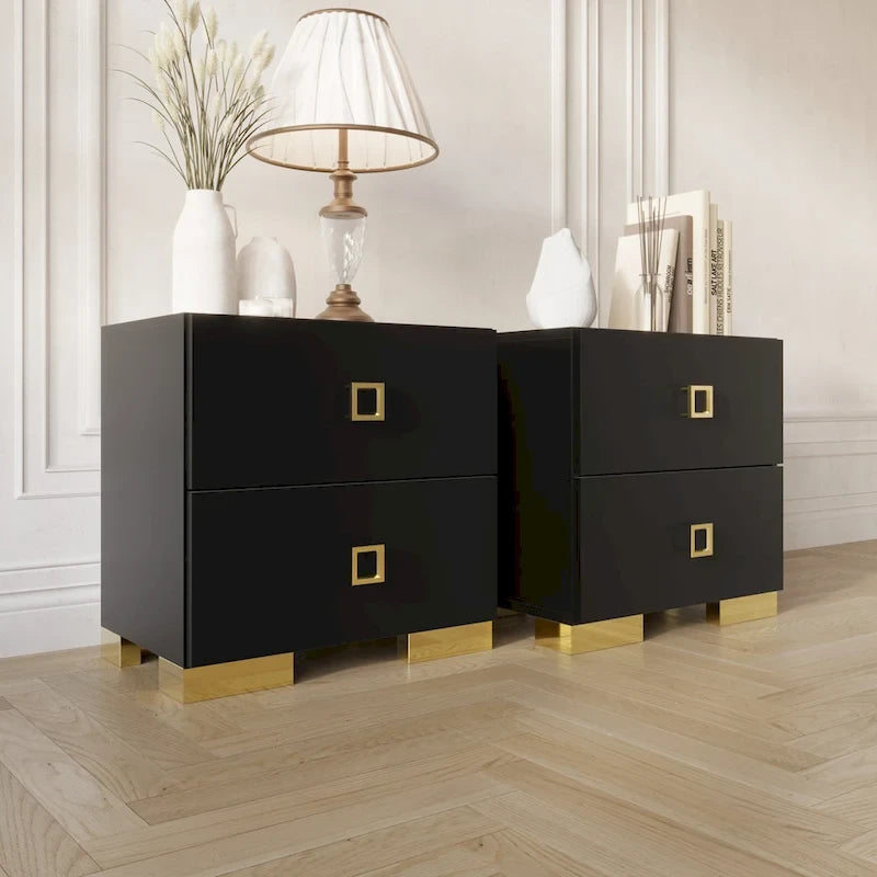 CraftPorch 3 Piece Bedroom Nightstands Set Luxurious Velvet Tufted Platform Bed
