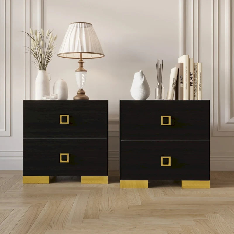 CraftPorch 3 Piece Bedroom Nightstands Set Luxurious Velvet Tufted Platform Bed