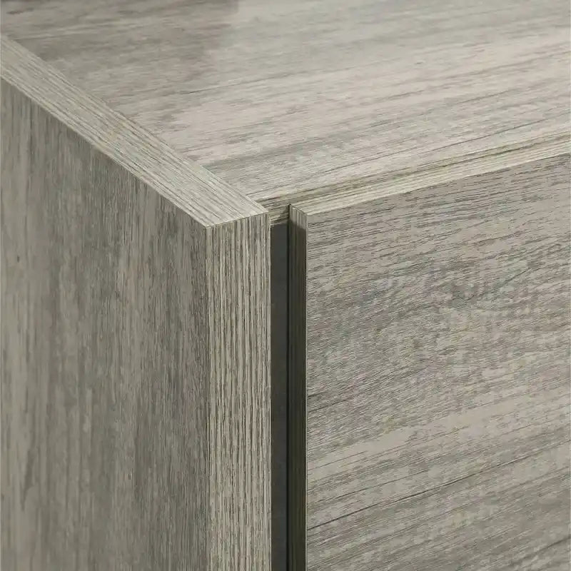 Roundhill Furniture Lenca LED Wallbed with Nightstands, Dresser, and Mirror - Weathered Gray
