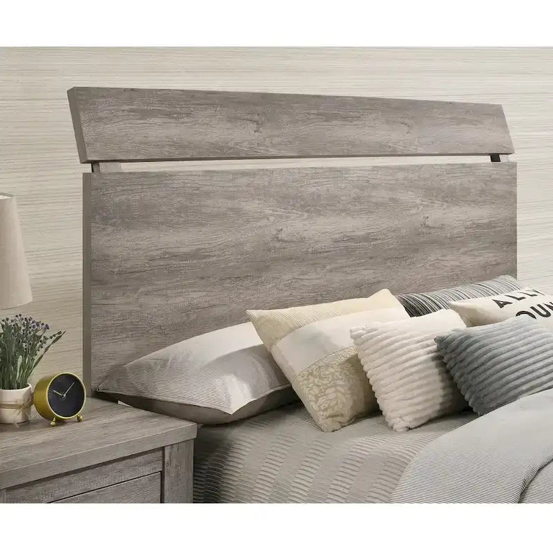 Roundhill Furniture Floren Contemporary Weathered Gray Wood Bedroom Set, Panel Bed, Dresser, Mirror, Nightstand