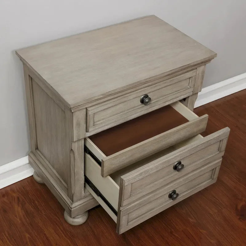 Nahkohe Transitional Grey Wood 3-Piece Storage Sleigh Bedroom Set with USB by Furniture of America