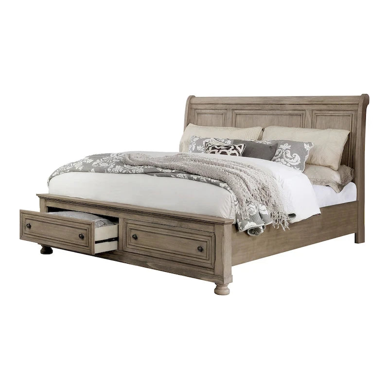 Nahkohe Transitional Grey Wood 2-Piece Storage Sleigh Bed and Dresser Set by Furniture of America