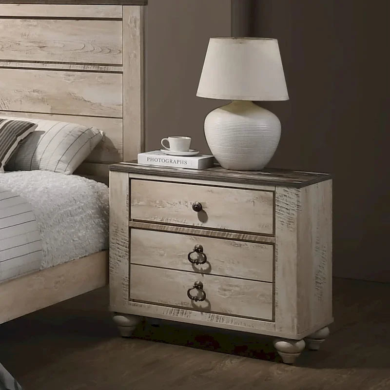 Roundhill Furniture Imerland Contemporary White Wash King 6-piece Bedroom Set