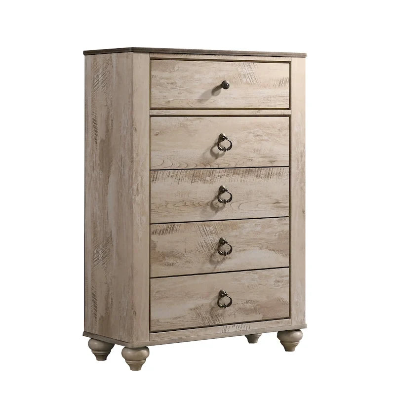 Roundhill Furniture Imerland Contemporary White Wash King 6-piece Bedroom Set