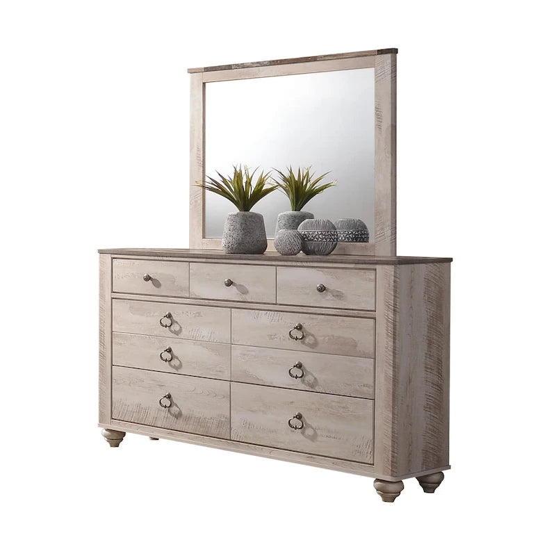 Roundhill Furniture Imerland Contemporary White Wash King 6-piece Bedroom Set