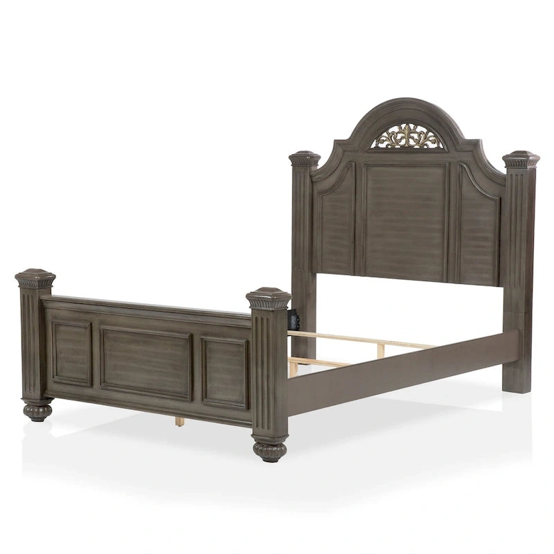 Vame 3-Piece Traditional Grey Wood Poster Bedroom Set With Two Nightstands by Furniture of America