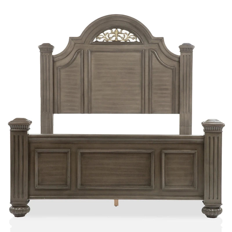 Vame 3-Piece Traditional Grey Wood Poster Bedroom Set With Two Nightstands by Furniture of America