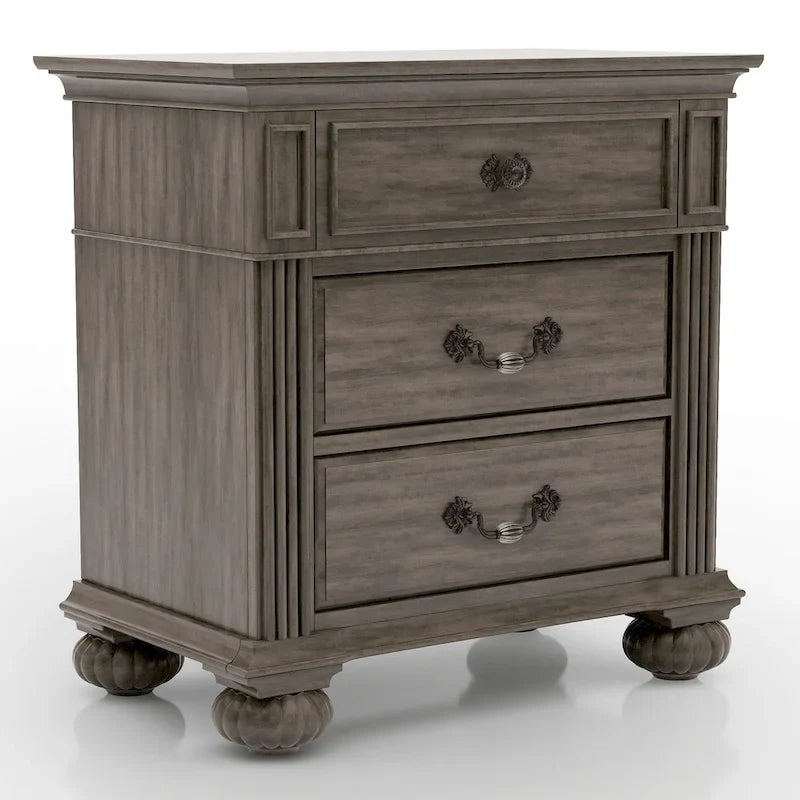 Vame 3-Piece Traditional Grey Wood Poster Bedroom Set With Two Nightstands by Furniture of America