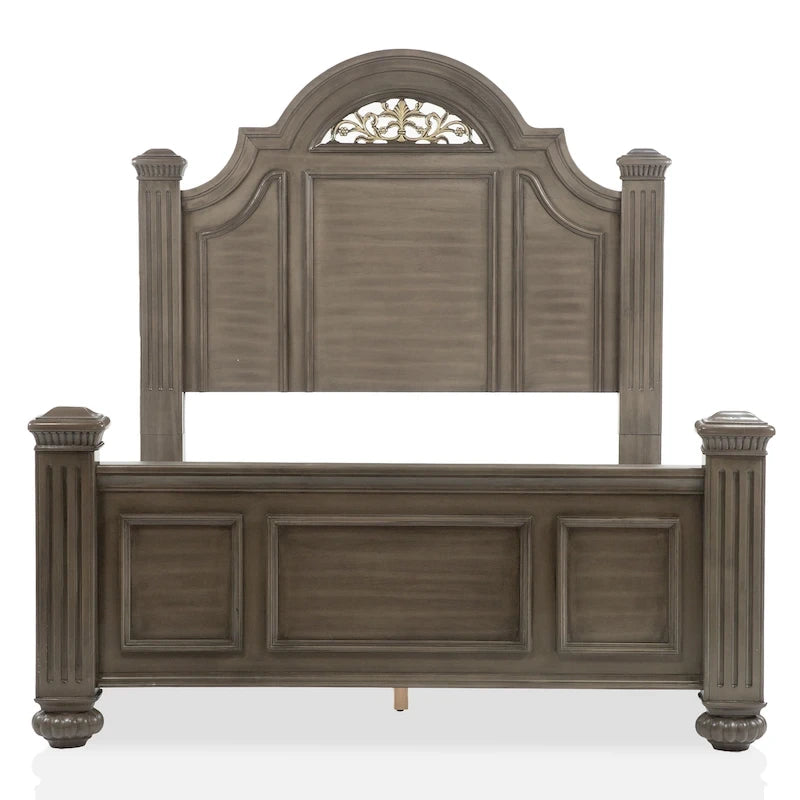 Vame Traditional Grey Wood 5-Piece Poster Bedroom Set by Furniture of America
