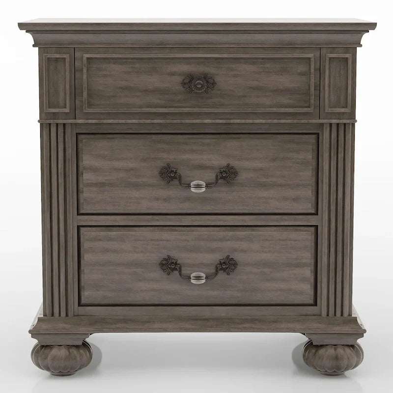 Vame Traditional Grey Wood 5-Piece Poster Bedroom Set by Furniture of America