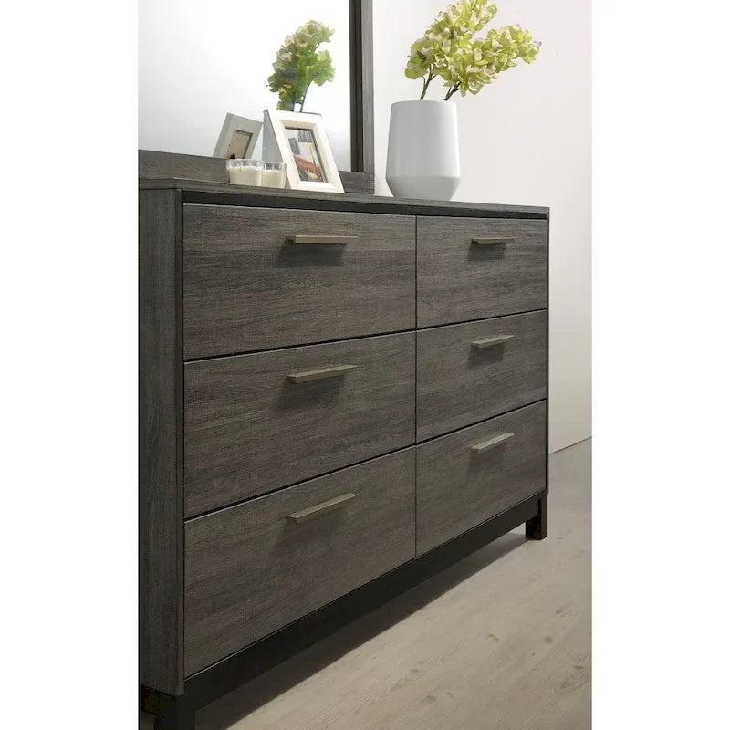 Roundhill Furniture Ioana 187 Antique Grey Wood 6-piece King-size Bedroom Set