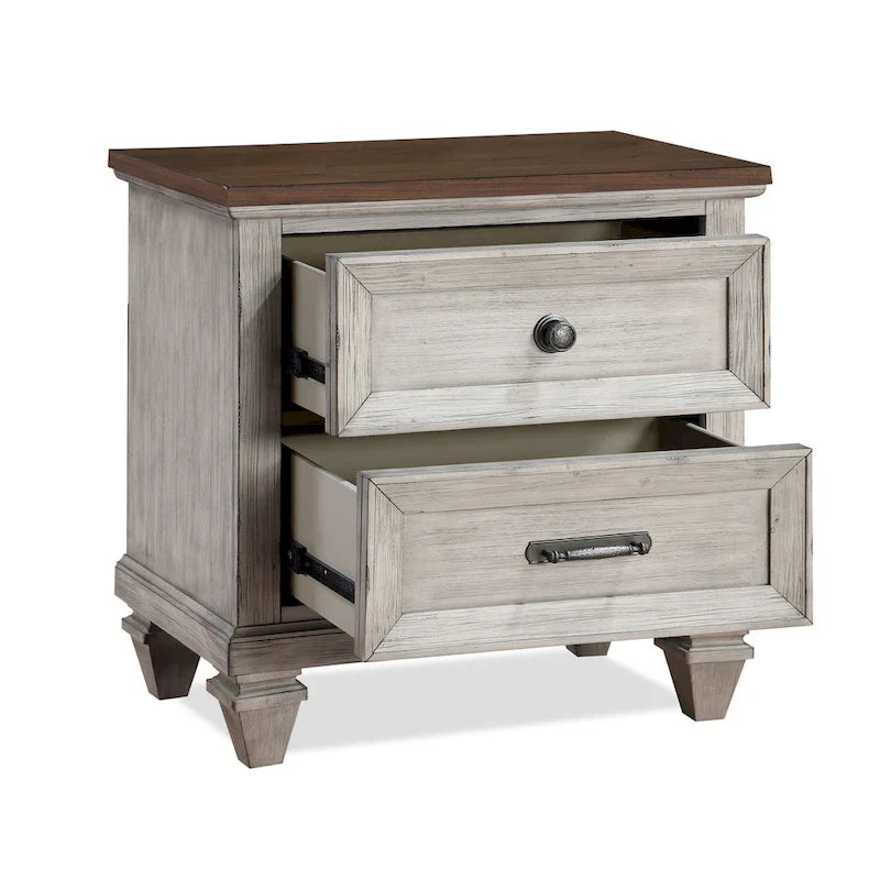 New Classic Furniture Mecklin Cream and Brown 5-Piece Bedroom Set with 2-Nightstand