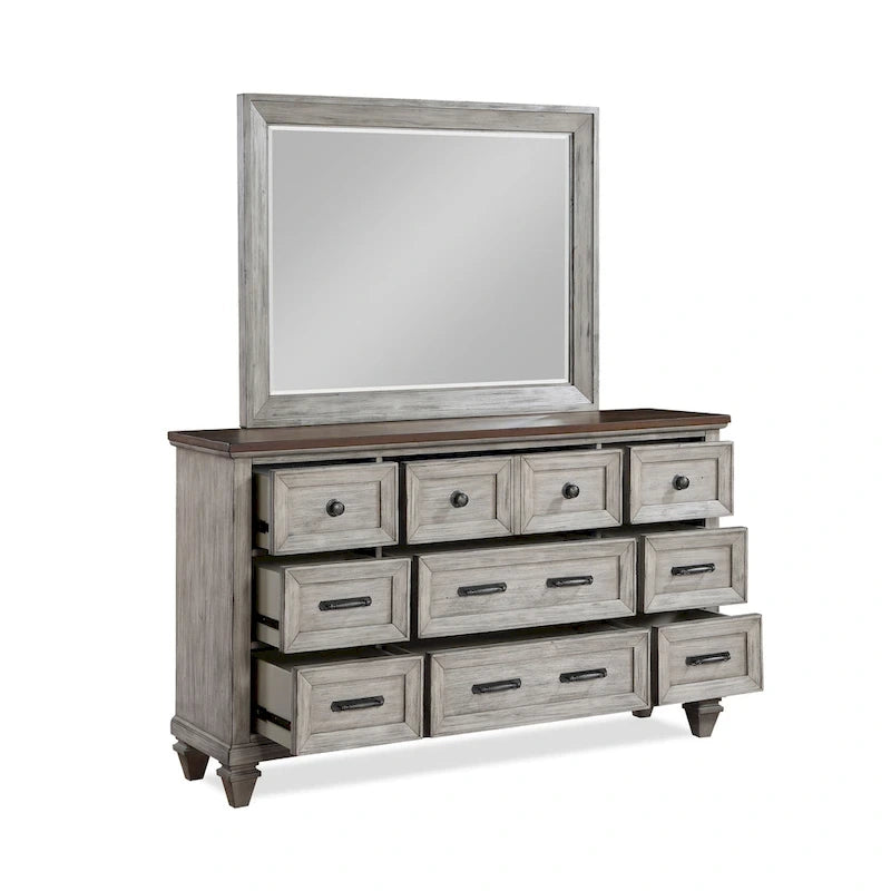 New Classic Furniture Mecklin Cream and Brown 5-Piece Bedroom Set with 2-Nightstand