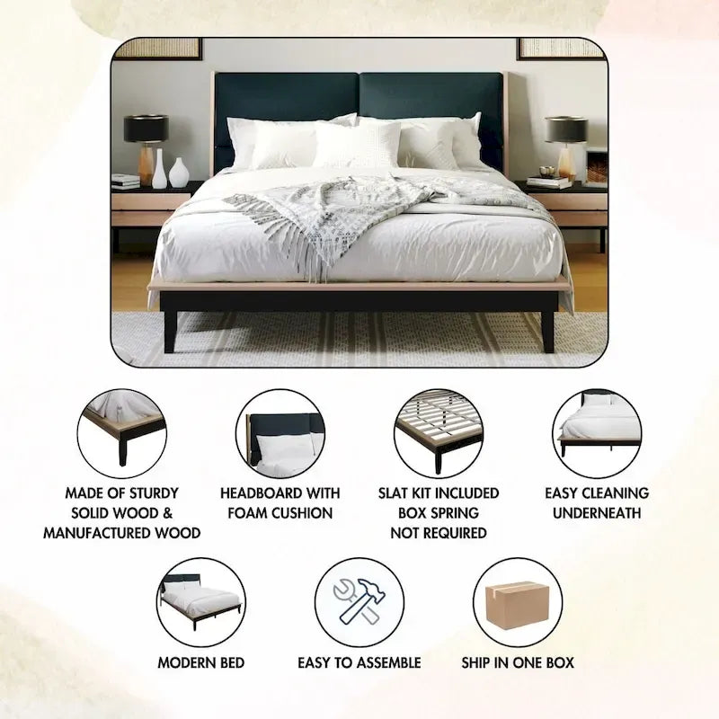 CraftPorch Mid-Century 3-pieces Wooden Bedroom Set